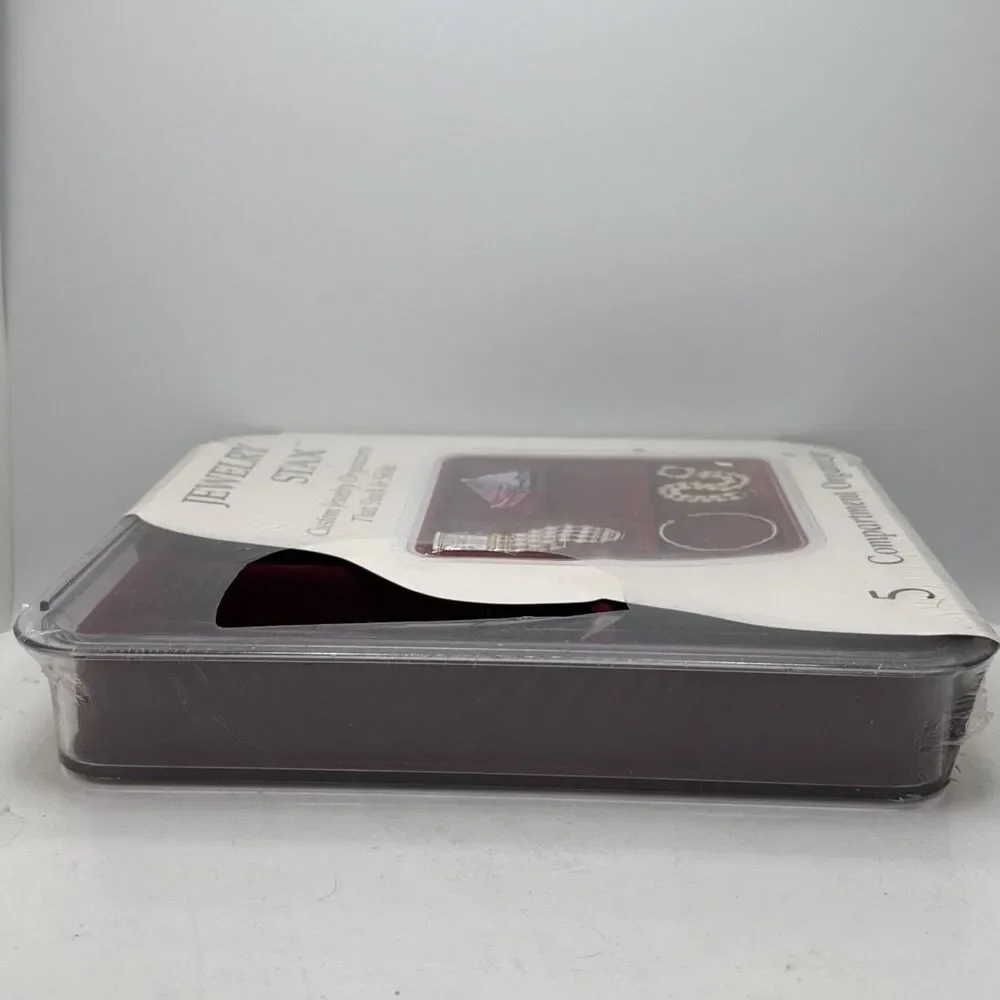 Neatnix STAX Jewelry Organizer Tray, 5 Compartments, Burgundy